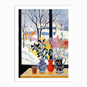 The Windowsill Of Moscow   Russia Snow Inspired By Matisse 3 Art Print