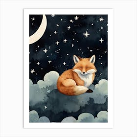 Fox In The Night Sky Art Print