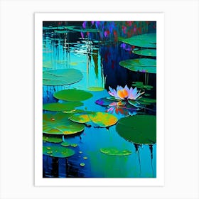 Pond With Lily Pads Water Waterscape Bright Abstract 1 Art Print