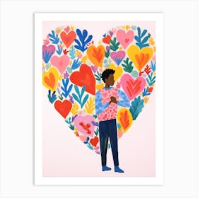 Heart Portrait Of A Person Matisse Inspired Patterns 4 Art Print