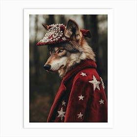 Wolf In Red Coat Art Print