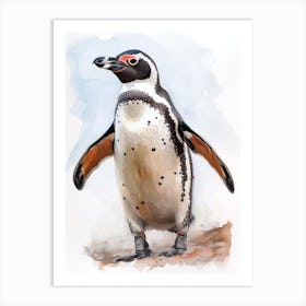 Humboldt Penguin Bartolom Island Watercolour Painting 2 Art Print