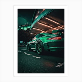 Green Porsche 911 Gt3 1 Art Print