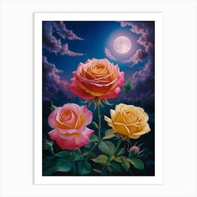 Roses In The Moonlight 2 Art Print