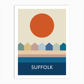 Suffolk Beach Huts Art Print