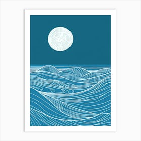 Moon Over The Ocean 4 Art Print