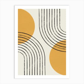 Sun Arch Double Abstract Modern Minimalist - Gold Art Print