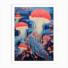 Turritopsis Dohrnii Importal Jellyfish Traditional Japanese Illustration 2 Art Print
