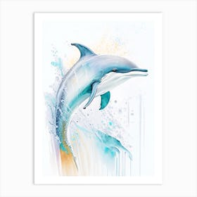 Atlantic White Sided Dolphin Storybook Watercolour  (3) Art Print