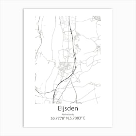 Eijsden,Netherlands Minimalist Map Art Print