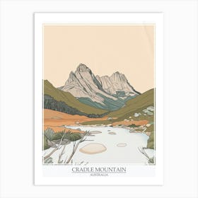 Cradle Mountain Australia Color Line Drawing 2 Poster Art Print