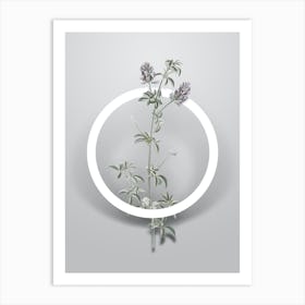 Vintage Spanish Clover Bloom Minimalist Flower Geometric Circle on Soft Gray n.0231 Art Print