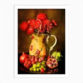 Red Flowers In A Vase 2 Art Print