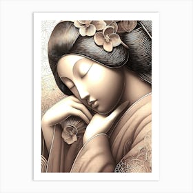 Japan Traditional Geisha Illustration By Ad 33 Art Print