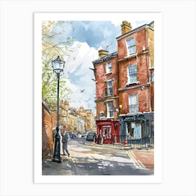 Kensington And Chelsea London Borough   Street Watercolour 6 Art Print