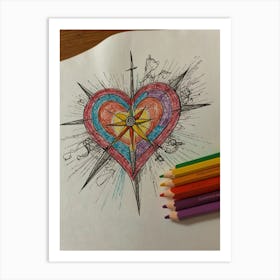 Heart Of Compass Art Print