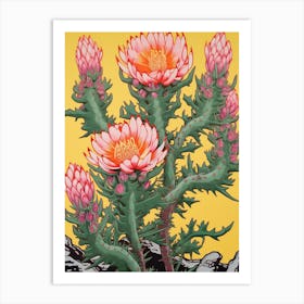 Mexican Style Cactus Illustration Austrocylindropuntia Subulata Cactus 2 Art Print