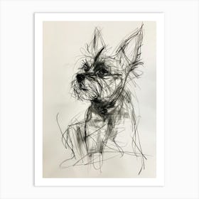 Yorkshire Terrier Charcoal Line 1 Art Print