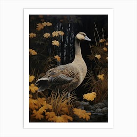 Dark And Moody Botanical Goose 3 Art Print