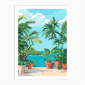 Tropical Garden With Palm Trees Art Print