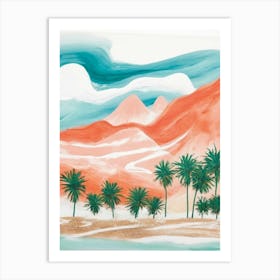 palm trees and mountains Art Print