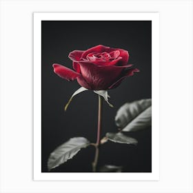 Red Rose On Black Background 17 Art Print