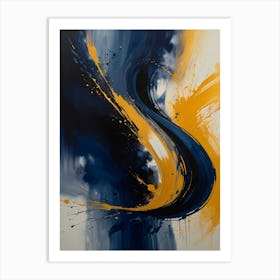 Blue And Yellow Abstract Painting Art Print