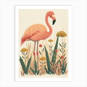 Andean Flamingo And Ginger Plants Minimalist Illustration 1 Art Print