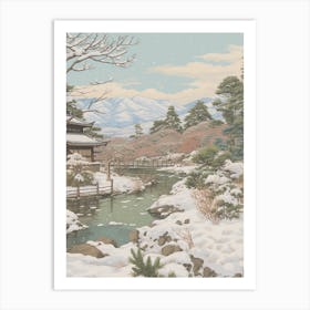 Vintage Winter Illustration Nagano Japan 2 Art Print