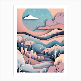 Landscape Paper cutout Art Art Print