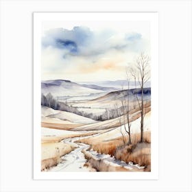 Watercolor Winter Landscape 3 Art Print