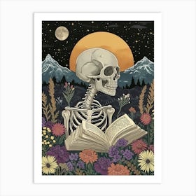 Skeleton Reading A Book Art Print