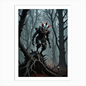 Spooky Clown In The Woods Art Print