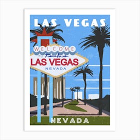 Las Vegas, USA — Retro travel minimalist poster Art Print