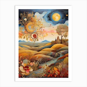 Landscape With Flowers 3 Art Print