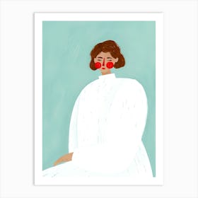 Woman With Red Lips Art Print