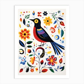 Scandinavian Bird Illustration Blackbird 1 Art Print