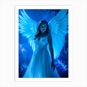 Angel Beauty In Blue Glow - Diverse Art Illustration 46 Art Print