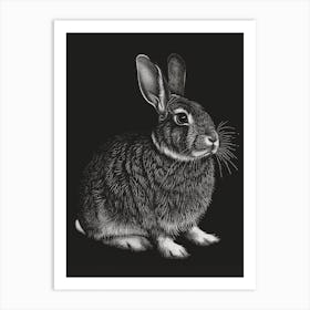 English Lop Blockprint Rabbit Illustration 7 Art Print