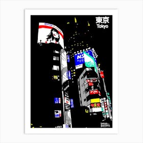 Tokyo At Night Billboards Art Print