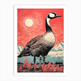 Vintage Bird Linocut Canada Goose 2 Art Print
