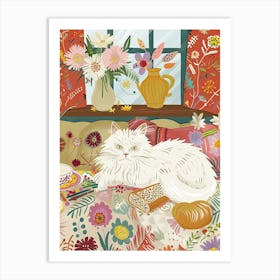 Tea Time With A Persian Cat 4 Art Print