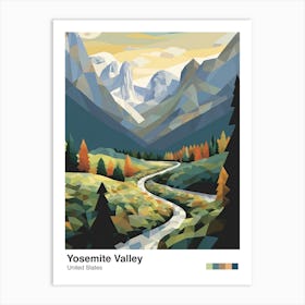 Yosemite Valley View   Geometric Vector Illustration 1 Poster Art Print