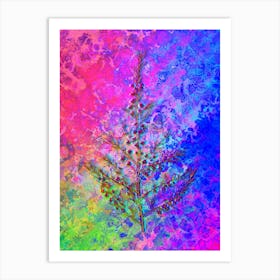 Sea Asparagus Botanical in Acid Neon Pink Green and Blue n.0133 Art Print
