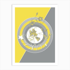 Vintage Campanule Clochette Botanical Geometric Art in Yellow and Gray n.135 Art Print