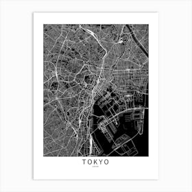 Tokyo Black And White Map Art Print