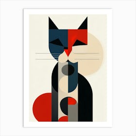 Abstract Geometric Cat Portrait Art Print