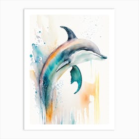 Striped Dolphin Storybook Watercolour  (3) Art Print