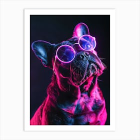 Beautiful Dog Under Neon Lights 19 Art Print