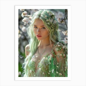 Fairy Girl With Green Hair Art Print